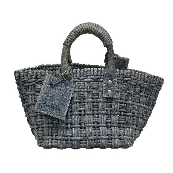 Auth BALENCIAGA Bistro XS Basket 671342 Blue Denim - Tote Bag - Picture 1 of 16
